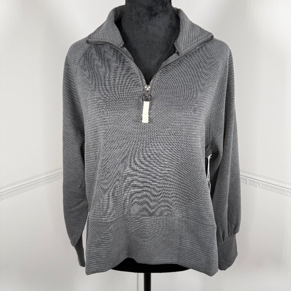 Balance Collection Whitley 1/4 Zip Textured Pullover Small Charcoal
